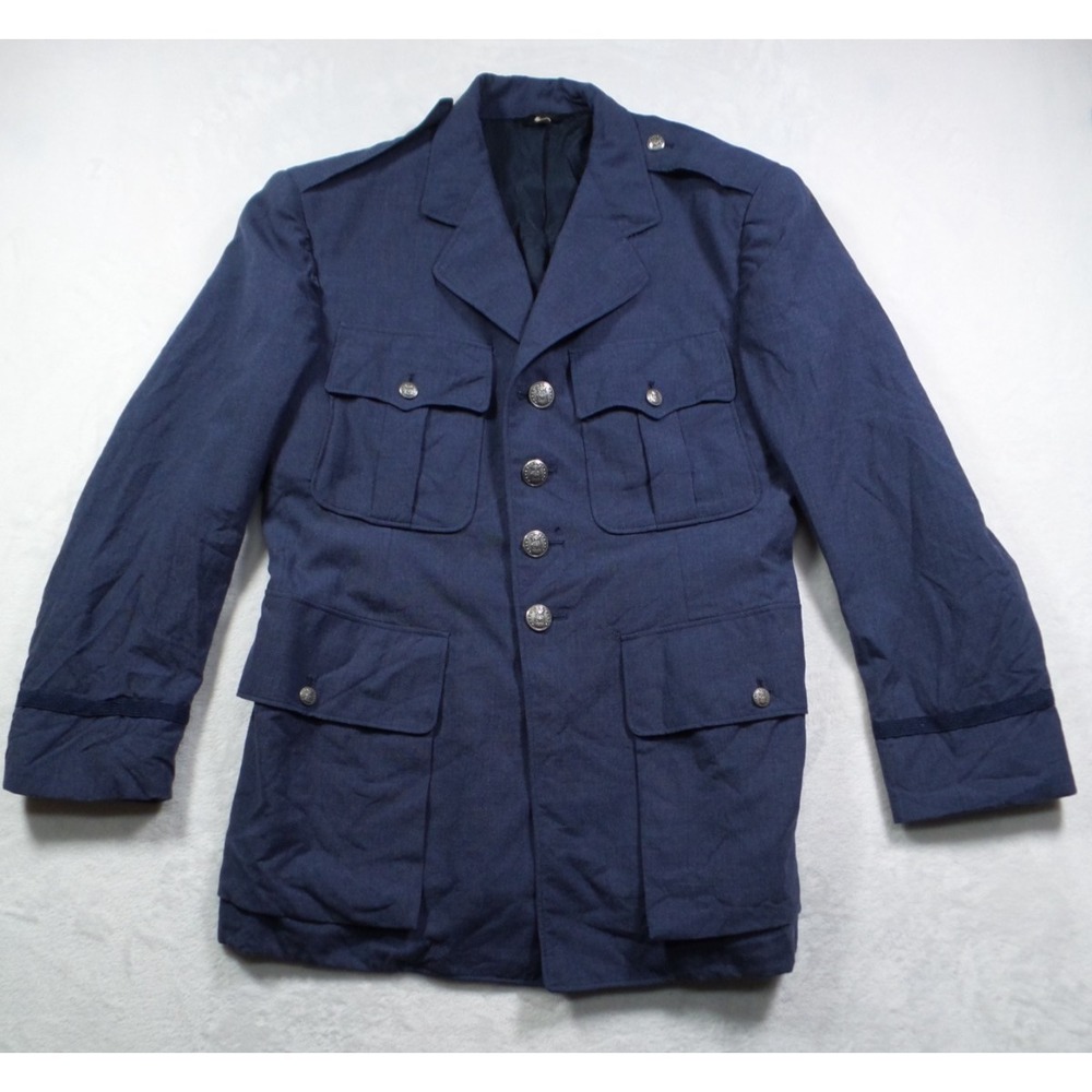 Vintage US Air Force Jacket Mens Size 40S Blue 4 Button Uniform Dress Coat Wool